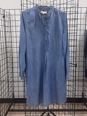 LOFT Blue Chambray Dress L/S Size Large
